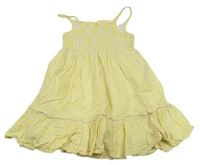 Žluto-bílé pruhované krepové letní šaty George 