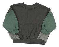 Tmavošedo-šedo-khaki oversize mikina s kapsou George