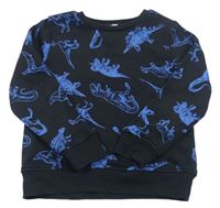 Černá mikina s modrými dinosaury PEP&CO