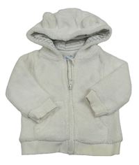 Bílý chlupatý bomber s kapucí s oušky Topomini