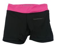 Černo-křiklavě růžové funkční sportovní elastické kraťasy Swedemount