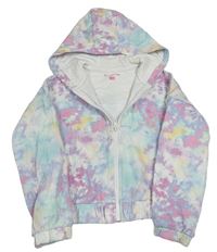 Barevná batikovaná propínací oversize crop mikina s kapucí F&F