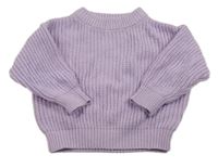 Levandulový žebrovaný pletený oversize svetr Cozy Cub