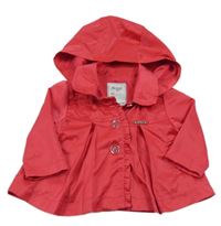 Malinový šusťákový jarní kabát s volánky a odepínací kapucí Mayoral