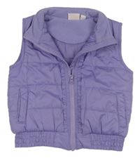 Levandulová prošívaná šusťáková zateplená vesta s volánky impidimpi