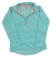 Světletyrkysová vzorovaná fleecová mikina ROXY