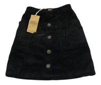 Nové - černá cargo manšestrová sukně s knoflíky Next