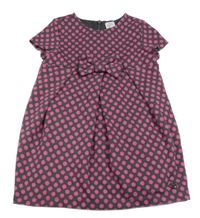 Tmavošedo/růžové puntíkaté šaty s mašlí S. Oliver