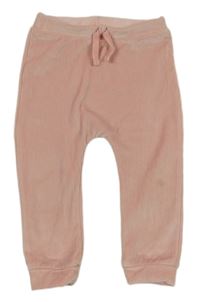 Růžové žebrované plyšové turecké tepláky little nutmeg