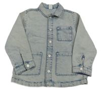 Modro-bílá plísňová riflová košilová bunda H&M