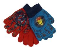 Nové - 2x - Prstové rukavice - Červeno-modro/tmavomodré - IRON MAN MARVEL