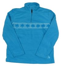 Azurová fleecová mikina s vločkami SPORTS