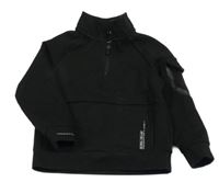 Černá tech fleece mikina s nápisy PRIMARK