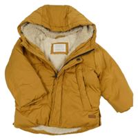 Okrová šusťáková přechodová bunda s kapucí ZARA