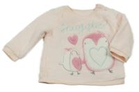 Světlerůžová chlupatá mikina s tučňáčky George