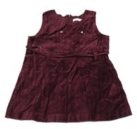 Tmavovínovo-stříbrné pruhované sametovo/manšestrové šaty se srdíčky name it.