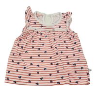 Bílo-červené pruhované šaty se srdíčky a volánky Liegelind