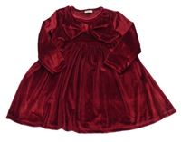 Tmavočervené lesklé sametové šaty s mašlí F&F