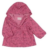 Tmavorůžová šusťáková jarní parka s jednorožci a duhami a sluníčky a kapucí M&Co