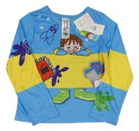 Nové - modro-žluté vzorované triko s potiskem - Horrid Henry George