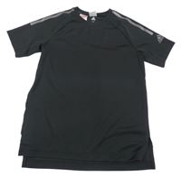Černé sportovní tričko s pruhy Adidas 