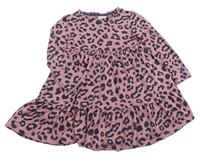 Růžové úpletové šaty s leopardím vzorem F&F