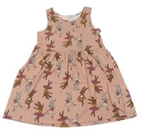 Pudrové bavlněné šaty s králíčky H&M