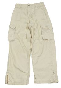 Krémové plátěné cargo kalhoty Primark