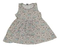 Šedé melírované bavlněné šaty s jednorožci a duhami zn. Primark