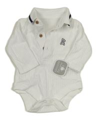 Bílé žebrované polo body s medvědem Nutmeg