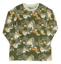 Khaki-smetanovo-oranžové vzorované triko s nápisem Matalan