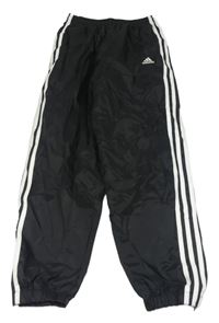 Černé šusťákové podšité kalhoty s logem Adidas