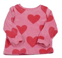 Růžová plyšová mikina se srdíčky zn. George