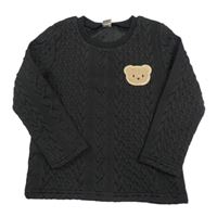 Černá vzorovaná mikina s medvědem zn. Shein