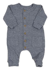 Modrý melírovaný žebrovaný úpletový overal George