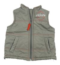 Šedá šusťáková zateplená vesta s nápisem Papagino