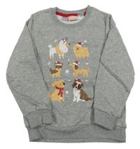 Šedá melírovaná mikina se psy Lupilu