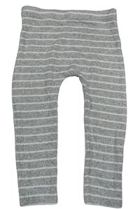 Šedo-bílé pruhované úpletové legíny F&F