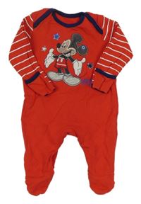 Červeno-bílý overal s Mickeym a pruhy na rukávech George