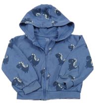 Modrá propínací mikina s dinosaury a kapucí M&S