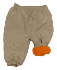 Hnědé šustákové zateplené kalhoty s úpletovým pasem Ergee