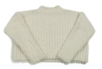 Bílý chlupatý žebrovaný oversize svetr Next