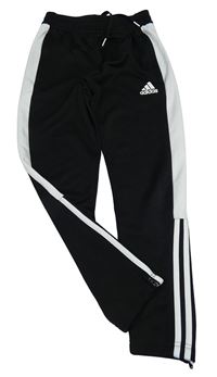 Černo-bílé sportovní funkční tepláky s logem Adidas