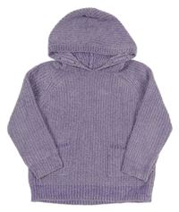 Levandulový žinylkový svetr s kapsami a kapucí Pep&Co