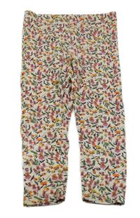 Béžovo-barevné květované žebrované legíny Next