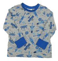 Šedé melírované pyžamové triko s vesmírem C&A