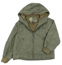 Khaki plátěná jarní bunda s kapucí