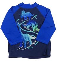 Tmavomodro-modré UV triko s dinosaury Bluezoo