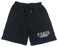 Černé teplákové kraťasy s nápisem - Paris 