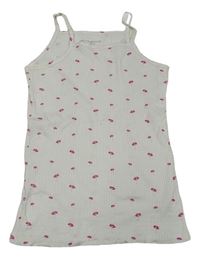 Bílý žebrovaný top s růžovými kvítky Primark